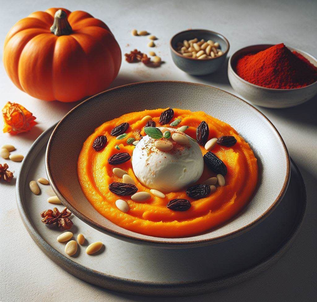 Puré de calabaza con burrata