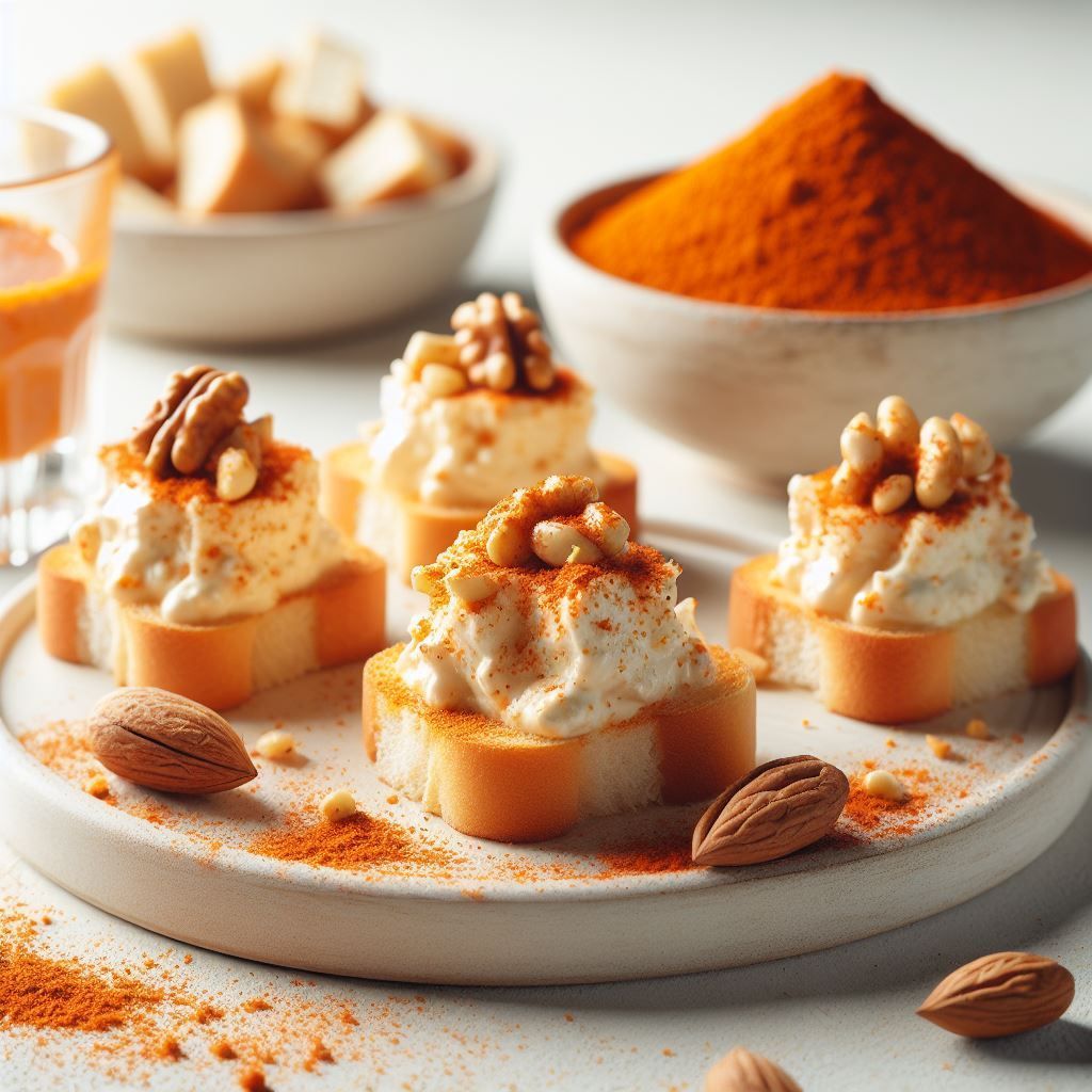 Canapé de crema de quesos con frutos secos