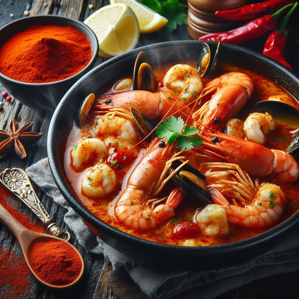 Langostinos y mejillones en salsa