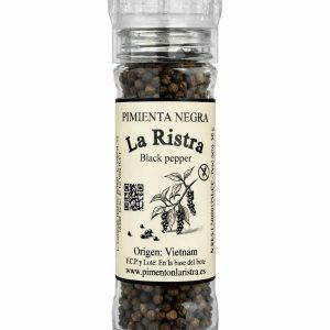 Bote de pimienta negra en grano con molinillo de 50 g de La Ristra