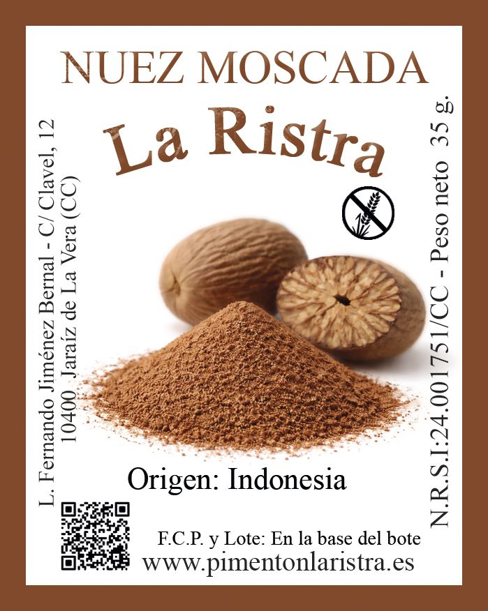 Bote de nuez moscada molida de 50 g de La Ristra